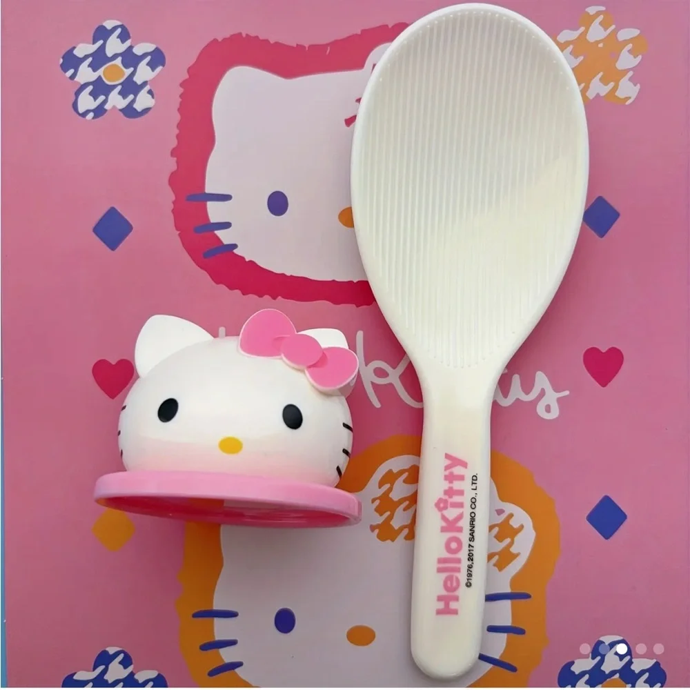 )NEW} Hello Kitty White and Pink Rice Spoon Non-Stick